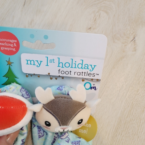 💕 NWT Infantino Santa & Reindeer Infant My 1st Holiday Foot Rattle Size 0+ - Picture 4 of 9
